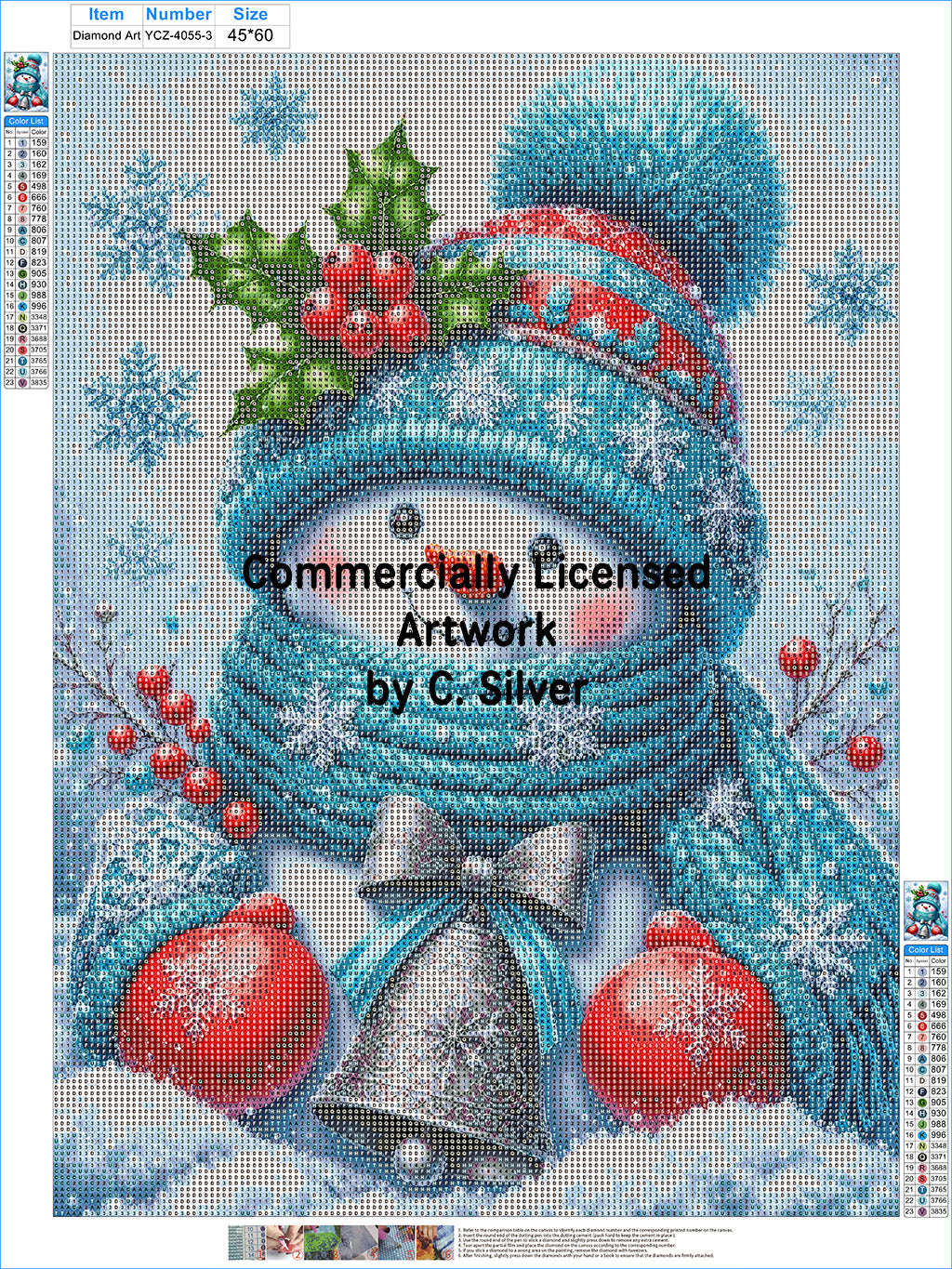 Cozy Snowman & Holly Berries — Full Drill Diamond Painting Kit (45×60cm)