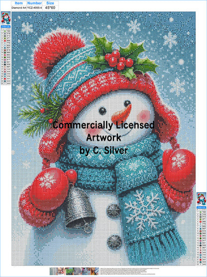 Snowman in a Fair-Isle Hat — Full Drill Diamond Painting Kit (45×60cm)