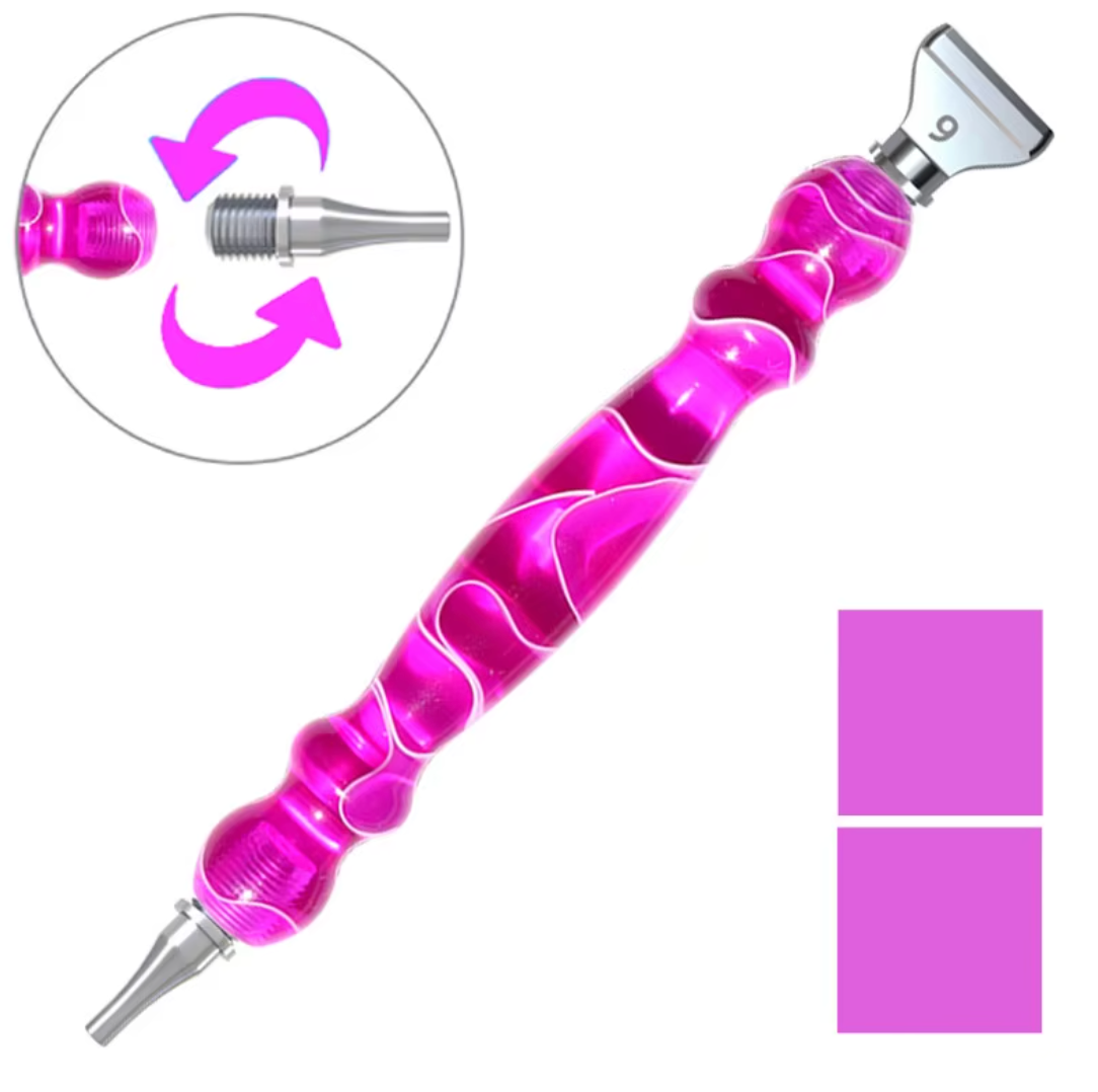 Resin Diamond Painting Drill Pen, 2 Threaded Metal Tips, 5D Diamond Stylus, 6 Colors