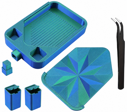 Diamond Painting Tray Set with Lid and Tweezers – Easy Pour Grooved Tray, Assorted Colors
