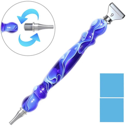 Resin Diamond Painting Drill Pen, 2 Threaded Metal Tips, 5D Diamond Stylus, 6 Colors