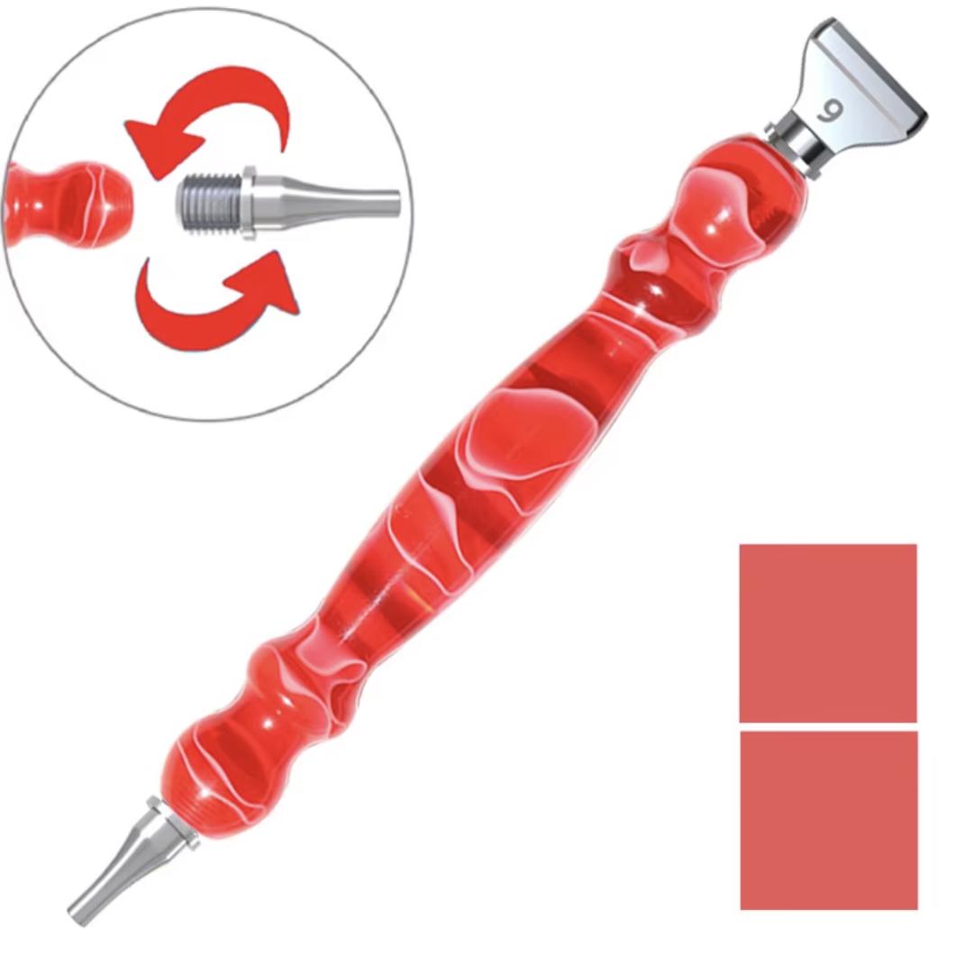 Resin Diamond Painting Drill Pen, 2 Threaded Metal Tips, 5D Diamond Stylus, 6 Colors