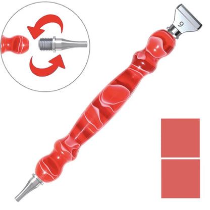 Resin Diamond Painting Drill Pen, 2 Threaded Metal Tips, 5D Diamond Stylus, 6 Colors