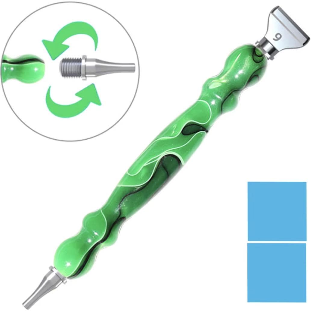 Resin Diamond Painting Drill Pen, 2 Threaded Metal Tips, 5D Diamond Stylus, 6 Colors