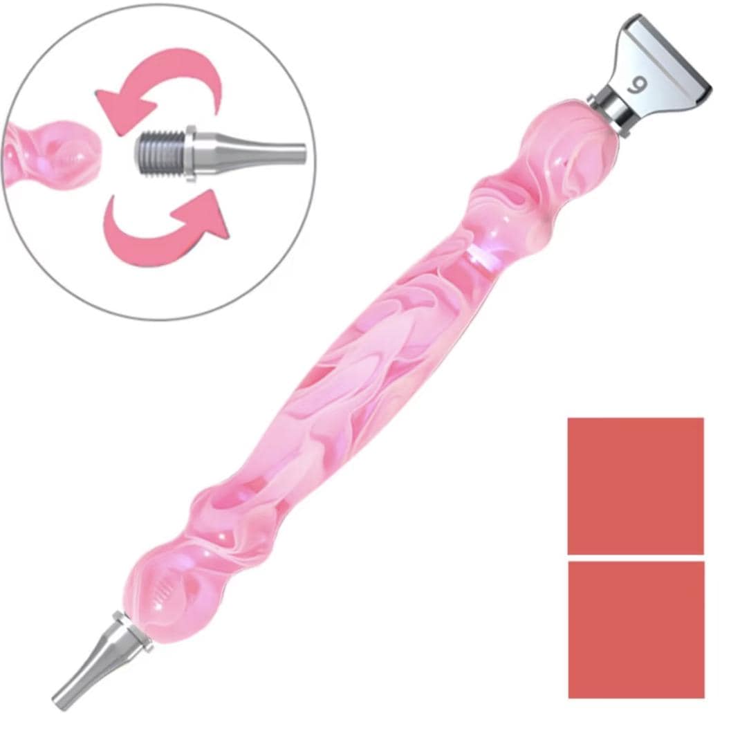 Resin Diamond Painting Drill Pen, 2 Threaded Metal Tips, 5D Diamond Stylus, 6 Colors