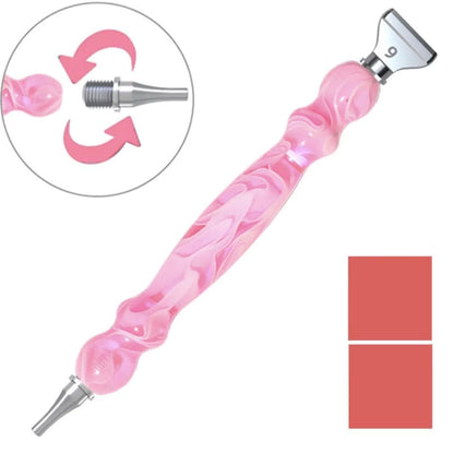 Resin Diamond Painting Drill Pen, 2 Threaded Metal Tips, 5D Diamond Stylus, 6 Colors