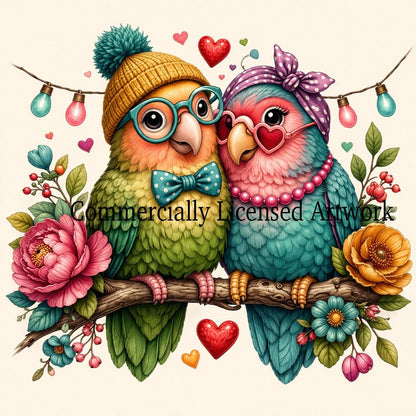 Lovebirds Diamond Painting Kit, Round Drill 40x40cm Full Drill Bird Diamond Art for Adults, DIY Wedding Gift Couple Wall Decor