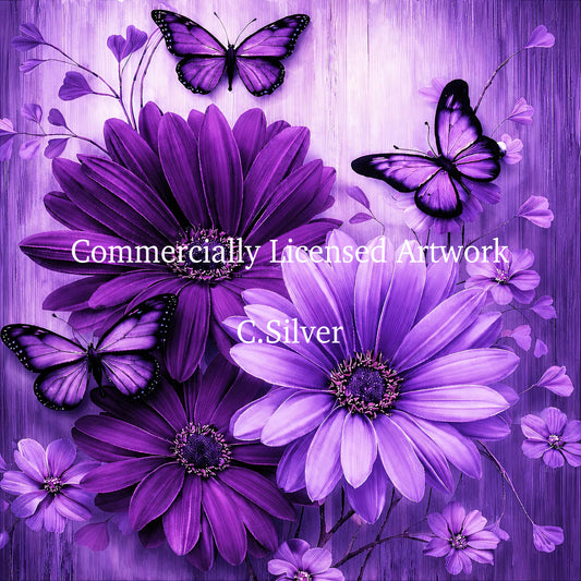 Purple Butterfly Diamond Painting Kit 5D Daisy Floral Diamond Art Calming DIY Craft for Adults