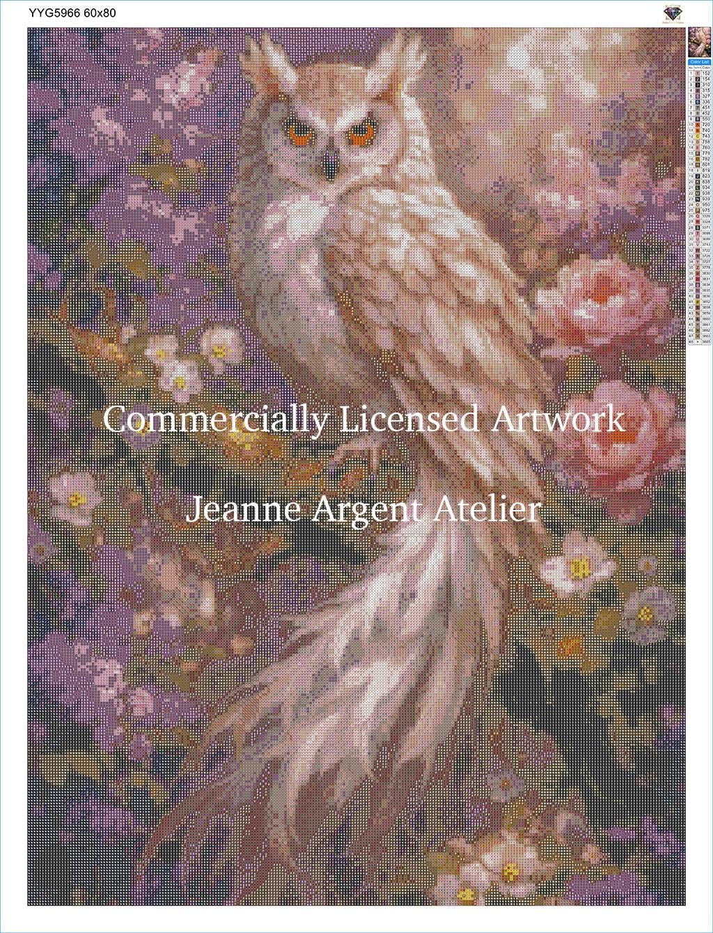 Owl Diamond Painting Kit, Large 60x80cm SQUARE Drill Diamond Art for Adults, Full Drill Enchanted Forest Craft Kit, Statement Wall Art Gift