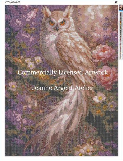 Owl Diamond Painting Kit, Large 60x80cm SQUARE Drill Diamond Art for Adults, Full Drill Enchanted Forest Craft Kit, Statement Wall Art Gift