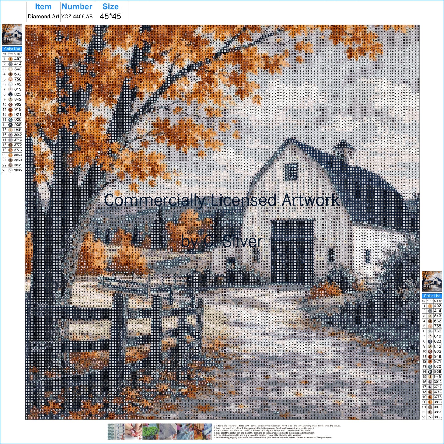 Autumn Maple Barn Diamond Painting Kit – Golden Acres | 45x45cm (18x18in) Full Drill, Round Drill