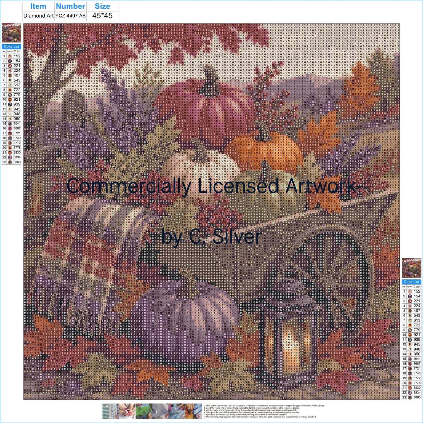 Autumn Pumpkin Wheelbarrow Diamond Painting Kit – Harvest Hollow | 45x45cm (18x18in) Full Drill, Round Drill
