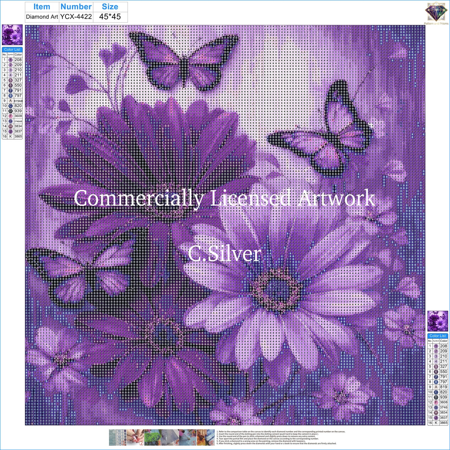 Purple Butterfly Diamond Painting Kit 5D Daisy Floral Diamond Art Calming DIY Craft for Adults