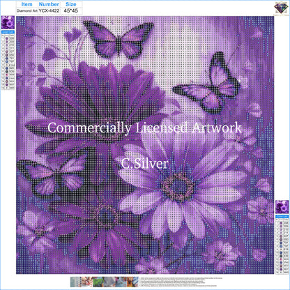 Purple Butterfly Diamond Painting Kit 5D Daisy Floral Diamond Art Calming DIY Craft for Adults