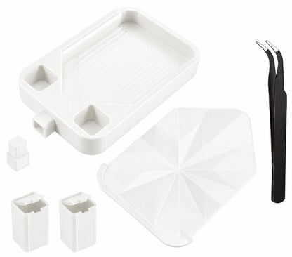 Diamond Painting Tray Set with Lid and Tweezers – Easy Pour Grooved Tray, Assorted Colors