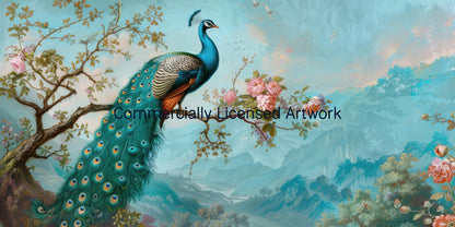 Peacock Blossom Branch Diamond Painting Kit – Celadon Vale | 90x50cm (36x20 inches)  Full Drill, Round Drill