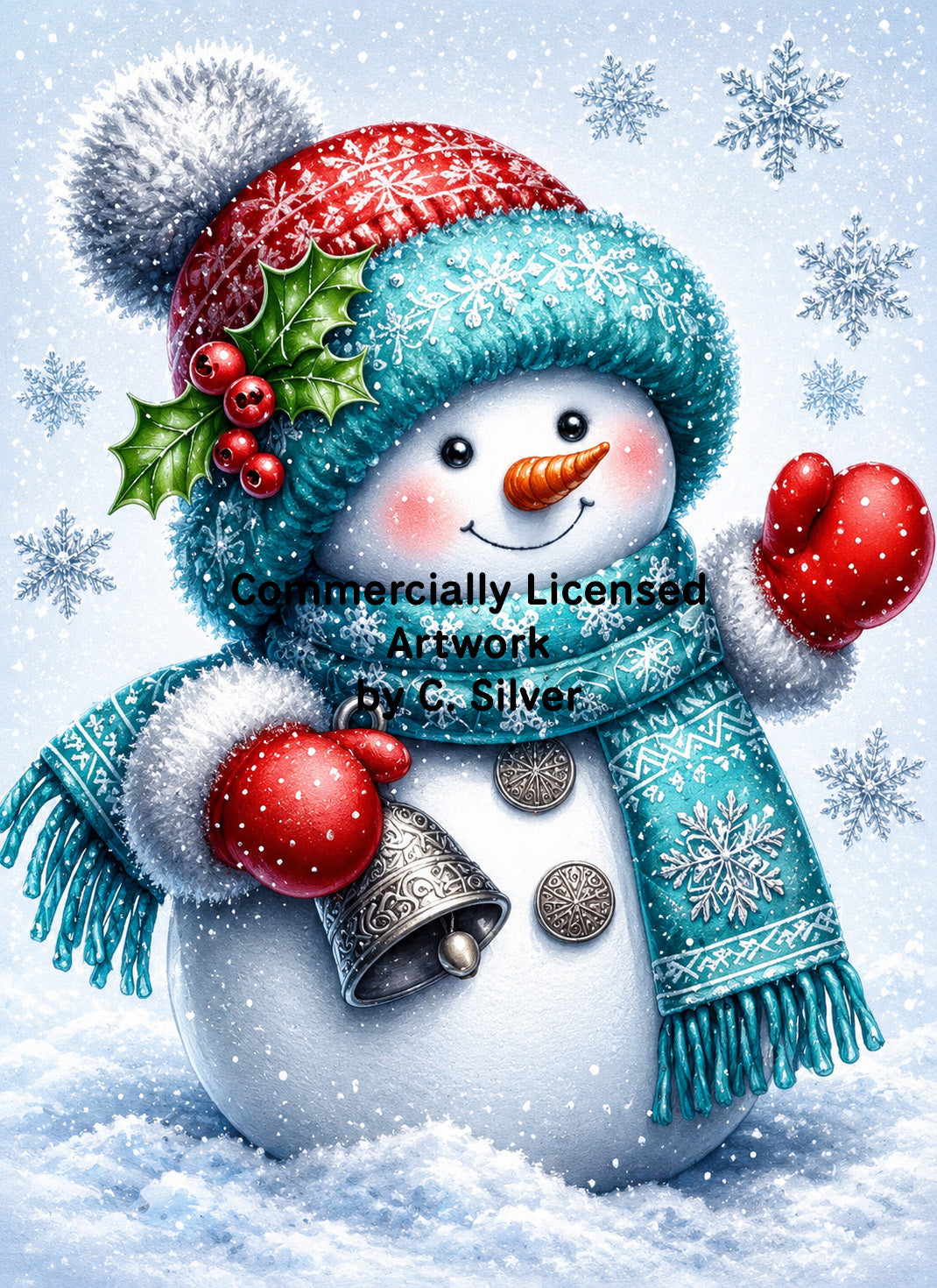 Waving Snowman in the Snow — Full Drill Diamond Painting Kit (45×60cm)
