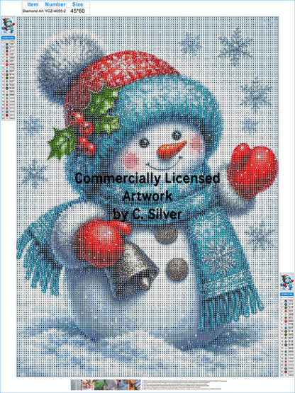Waving Snowman in the Snow — Full Drill Diamond Painting Kit (45×60cm)